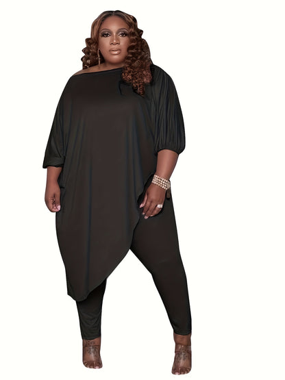 Plus Size, 1pc Plus Size Women's Clothing, Elastic, Soft And Comfortable, Skin-friendly And Breathable, Simple But Elegant, You Can Casually Match with Flats Or High Heels, Suitable for Leisure, Shopping, S,, And So On