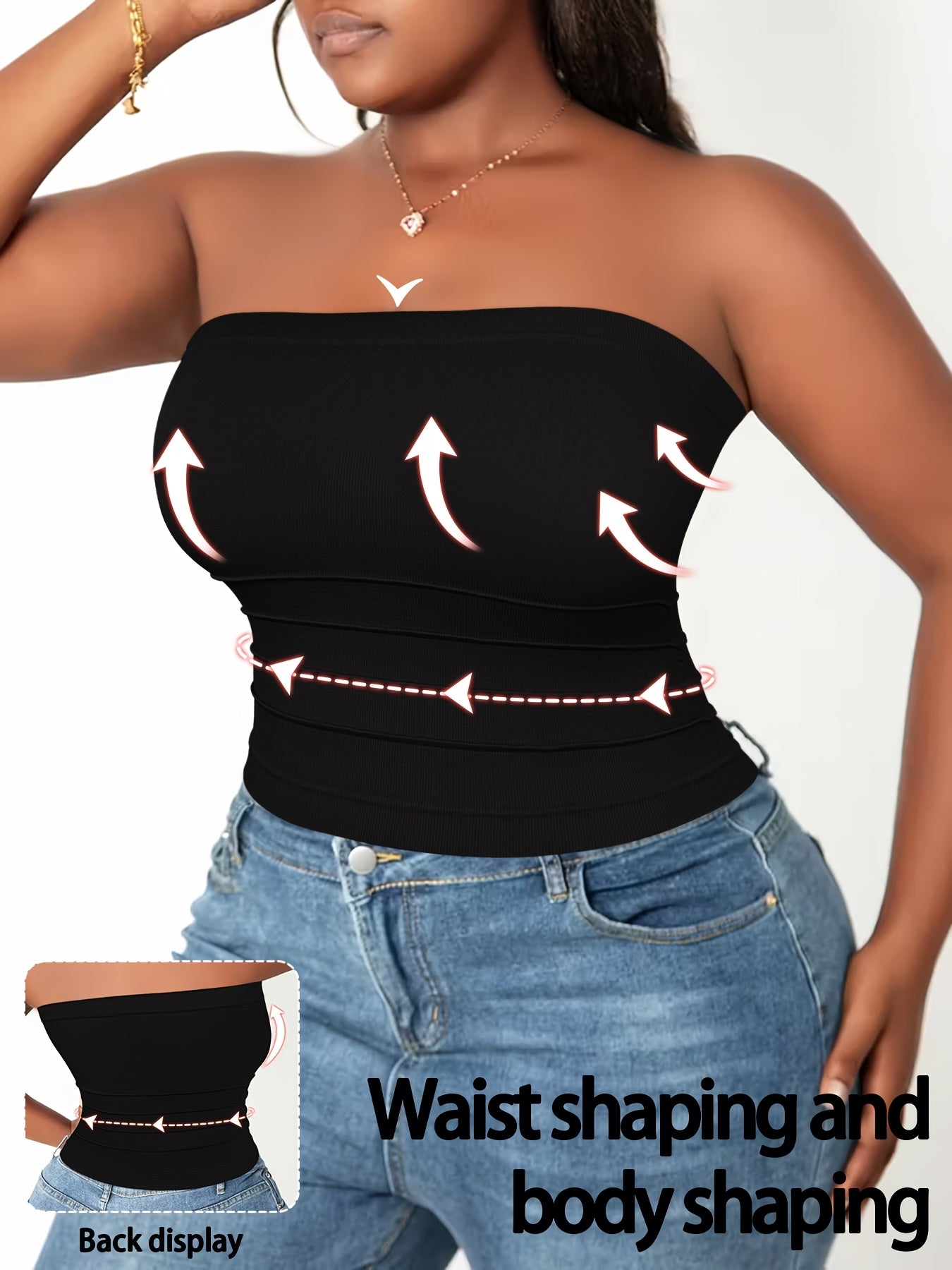 5pcs Set 2026 Spring-summer New Women's Large-size Waist-shaping Comfortable Breathable Bandeau, High-elasticity Slim Fit, Suitable for Office, Parties, And Casual Daily Wear.