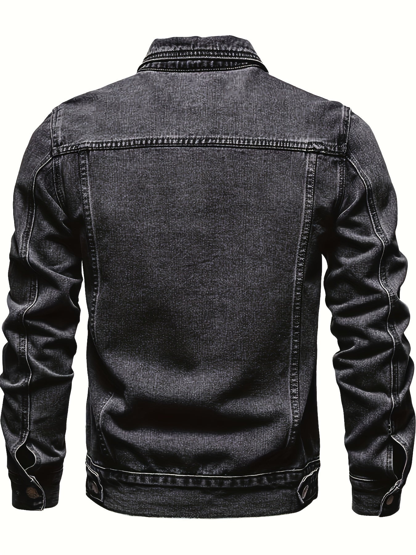 Men'S Vintage Denim Jacket, Casual Urban Style Multi-Pocket Denim Coat