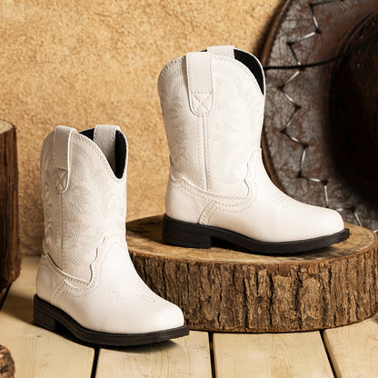 DREAM PAIRS KIDS Offers Cowboy Boots for Toddlers, Suitable for Both Boys And Girls, Featuring a Western Style with a Square Toe And Mid-Calf Design