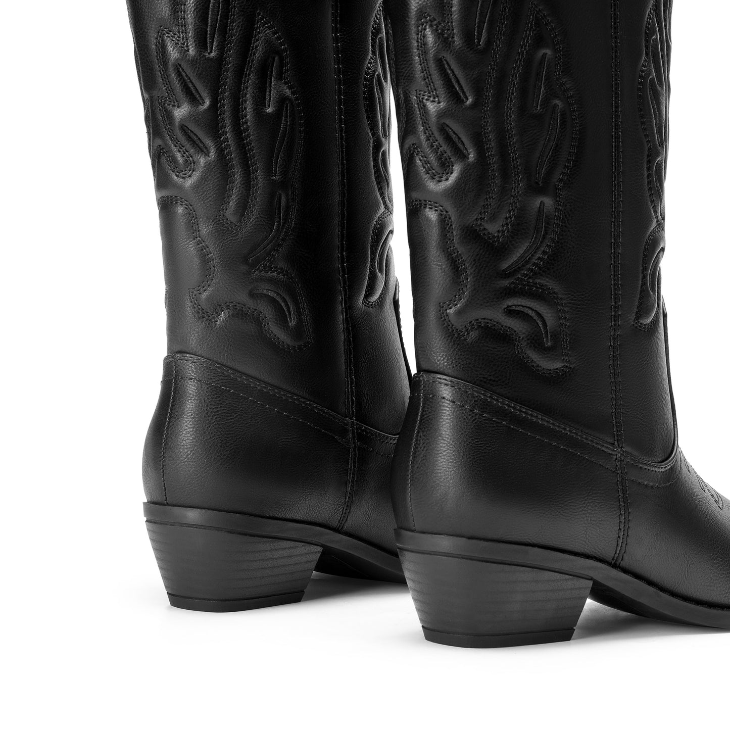 Women's Cowboy Boots Mid Calf Cowgirl Boots Embroidery Stitched Western Boots