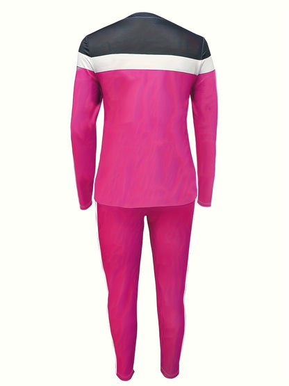 Ladies' Casual Two-piece Set, Striped Printed Trousers with Pockets for Thanksgiving Blessings