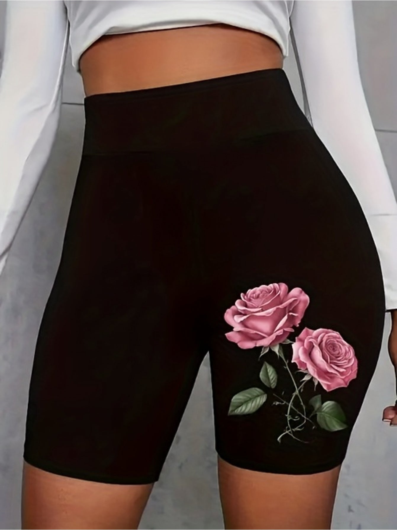 Casual Shorts for Women with High Waist, Featuring Stylish And Artistic Prints - Machine Washable, Black, Ideal for Everyday Wear | Trendy Design | Comfortable to Wear