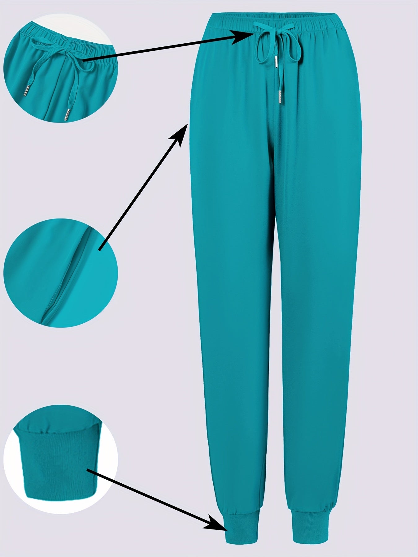 Women'S Frosted Pocket Brush Pants with Elastic Ribbed Toe Binding Work Pants