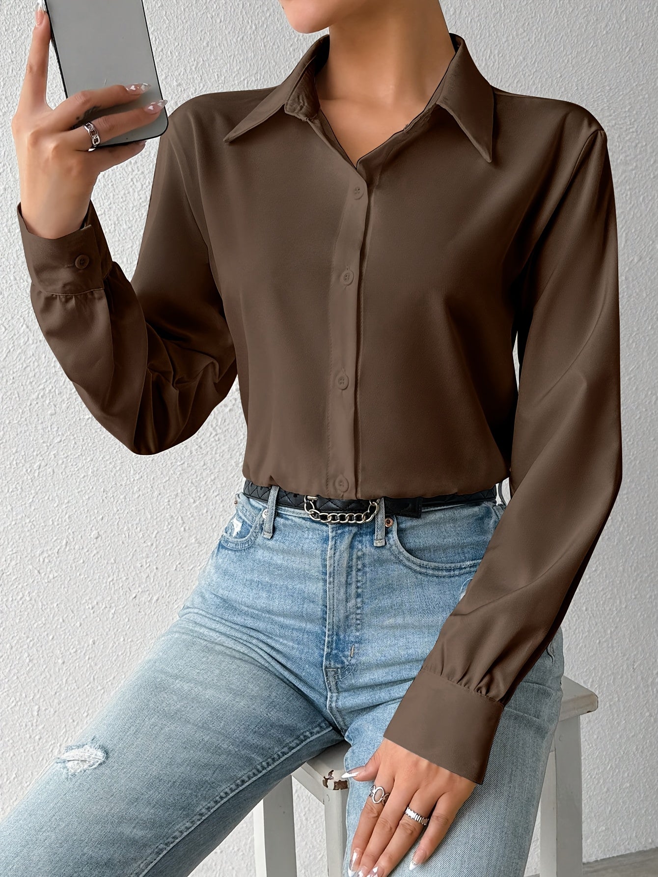 2pcs Women's Long-Sleeve Shirt Bodysuit