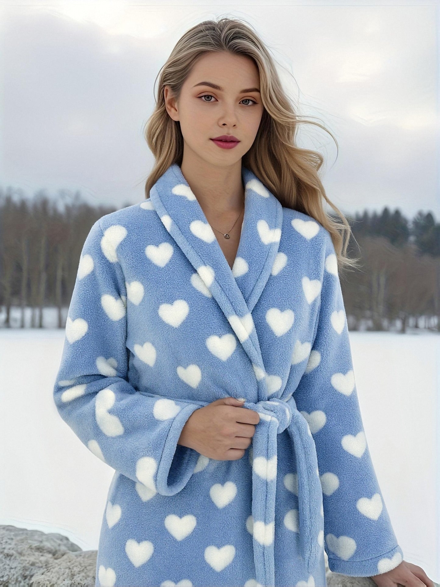 Autumn And Winter Flannel Pajamas Women's Reversible Thickened Women's Belted Dressing Gowns Loose Warm And Comfortable Home Clothes