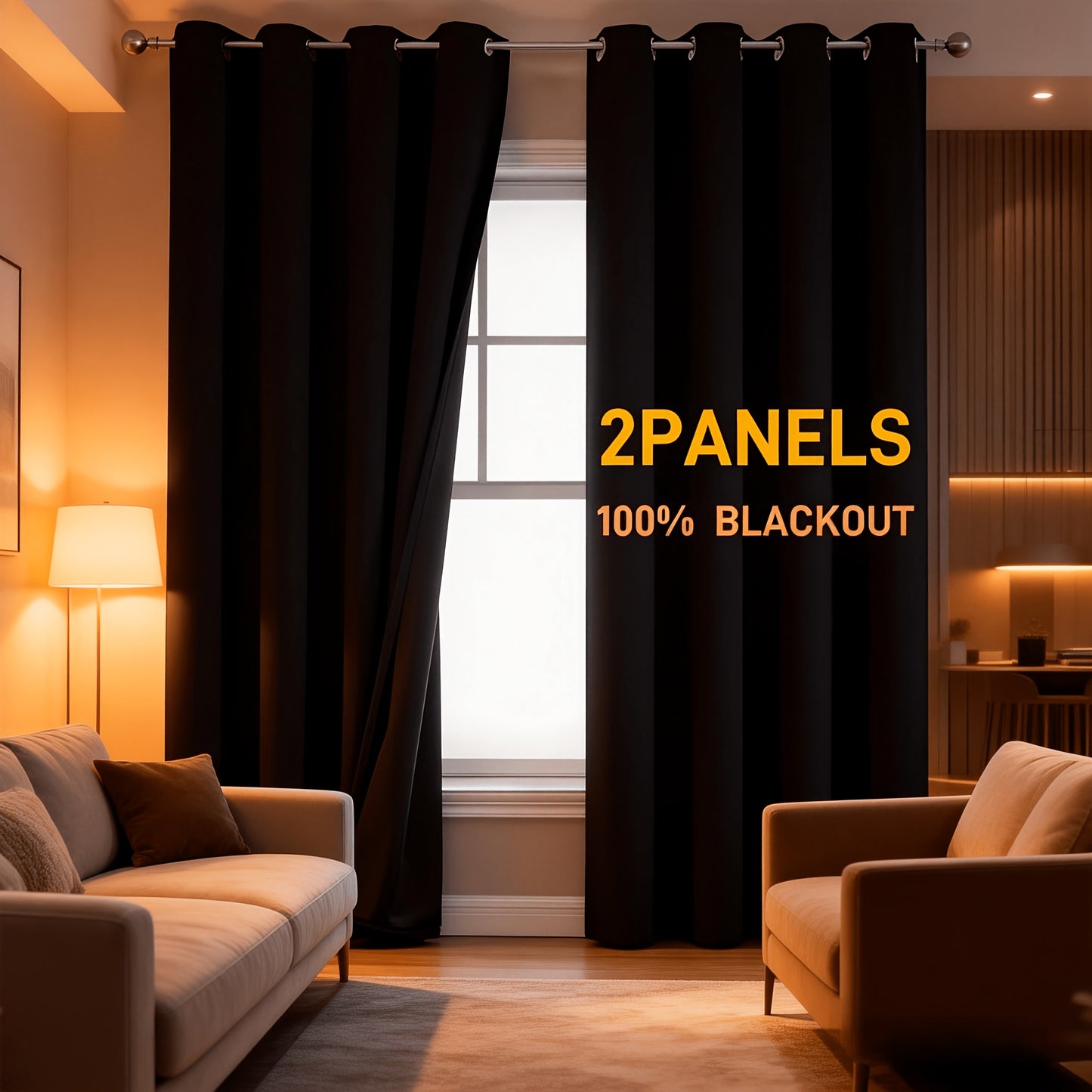 Blackout Curtain Panels - Thermal Lining and Grommet Top