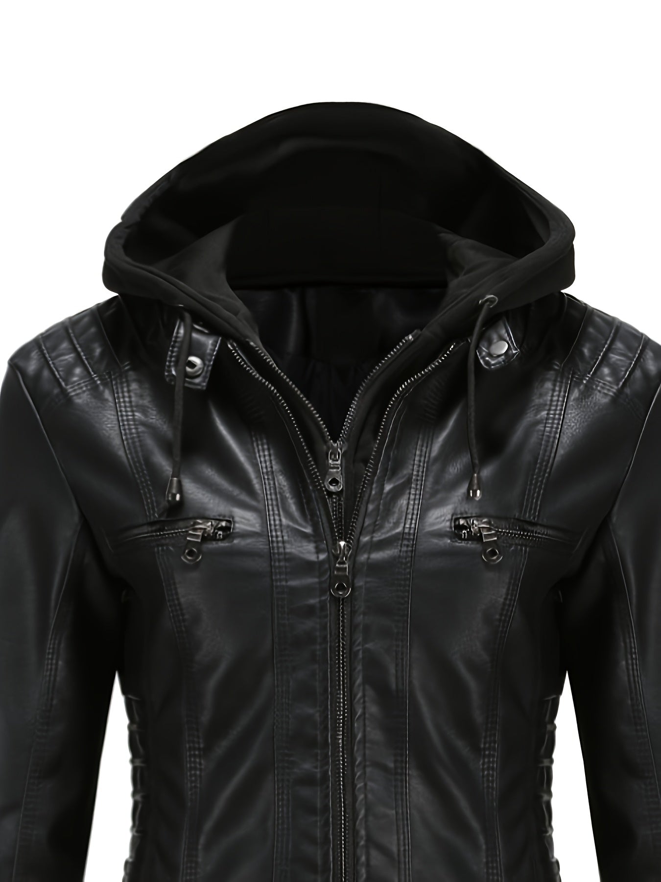 Women'S Jacket Motorcycle Jacket for Riders with Removable Hood
