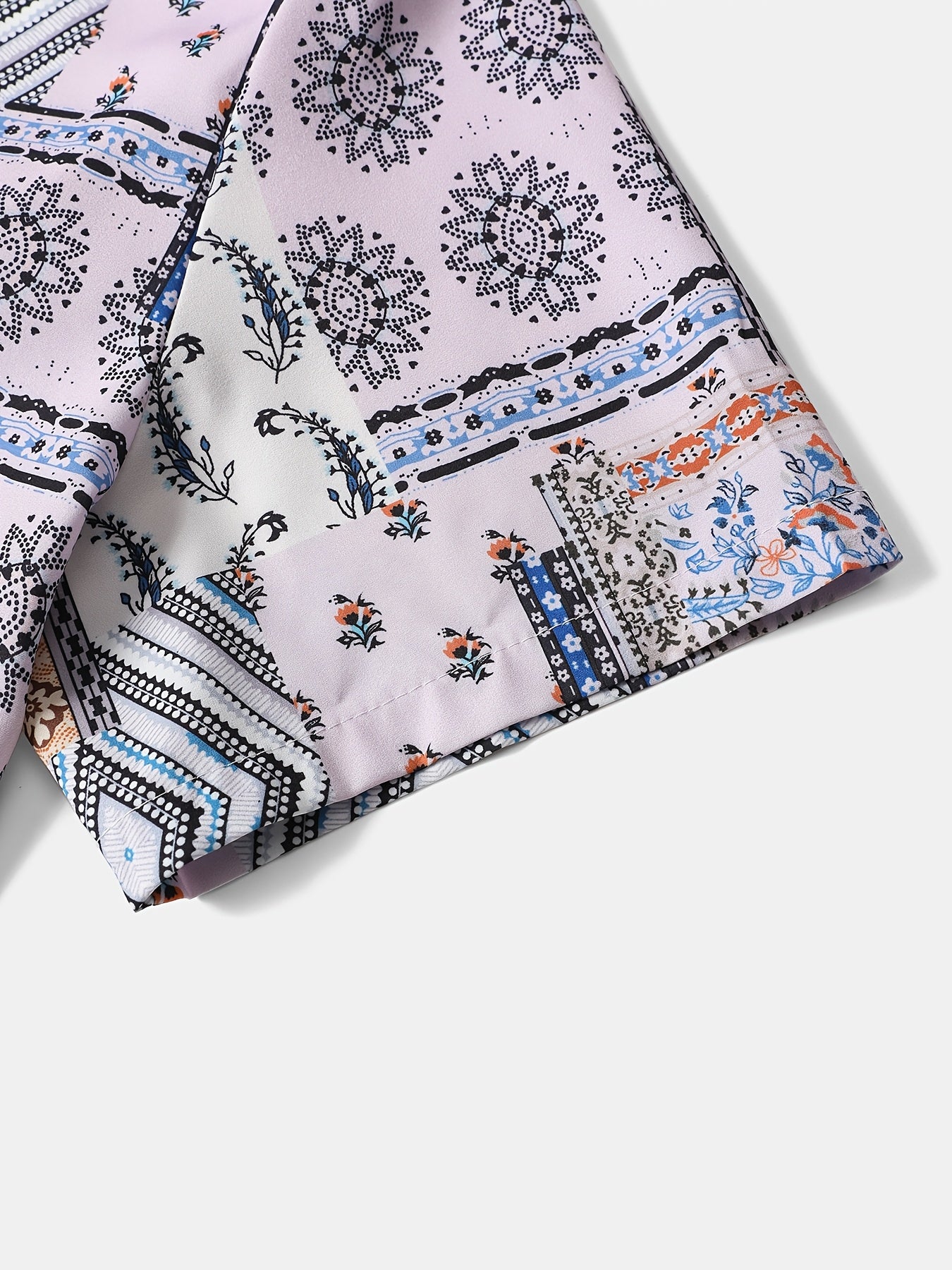 2pcs Men'S Summer Short Sleeve Button-Up Shirt and Pants Set - Light Blue Geometric Print, Casual Regular Fit with Drawstring Waist, Non-Stretch Fabric, Perfect for Casual Attire, Everyday Clothing | Geometric Print Shirt | Woven Fabric Shirt