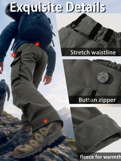 Men's Heavy-Duty Tactical Winter Pants - Thickened Insulated Work Pants with Multi-Pocket Design, MOLLE System Compatible for Hiking, Hunting, Construction - All-Season Outdoor Pants, Winter Work Pants for Men, Mens Winter Pants, Baggy Snow Pants