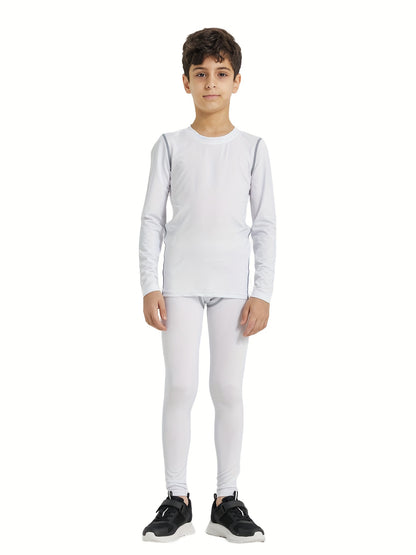 Boys' Sports Compression Set 2pcs Youngsters's Warm Underwear, Perfect for Outdoor