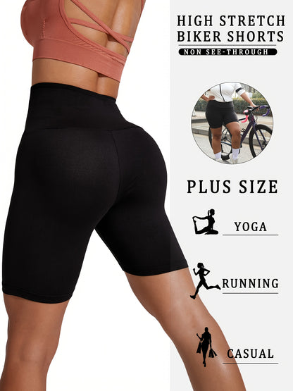 Set of 5 Plus Size Biker Shorts for Women, High Waisted, Ultra Soft, Non-Transparent Workout Yoga Athletic Shorts