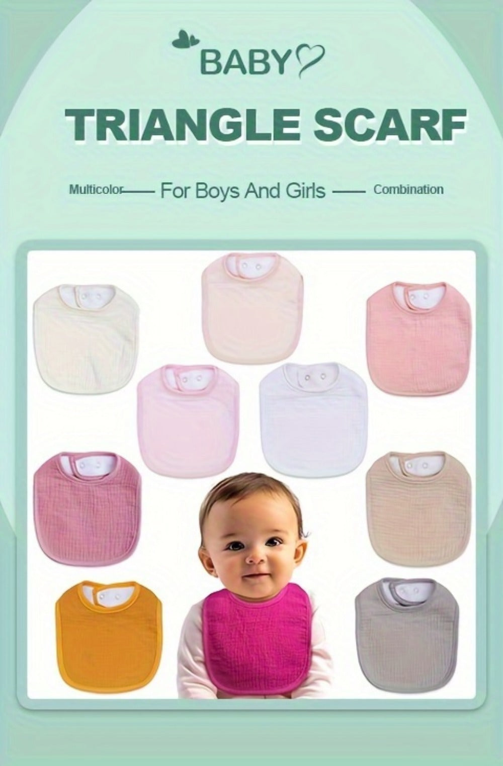 Baby Bib - 10-pcs Adjustable Muslin 10pcs