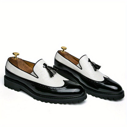 Men' S Fashionable Formal Shoes, British Trend Brogue Shoes, Low-top Pointed Fringe Shoes, Bean Shoes, Size 40-46