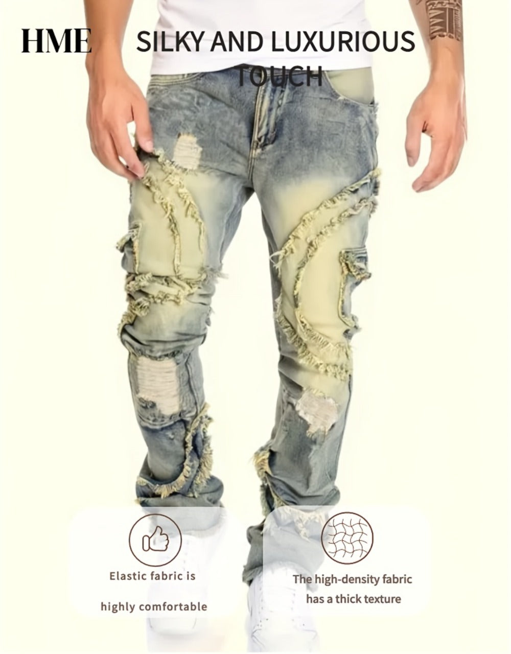 Men's Slim Fit Jeans - Classic Wash Embroidered