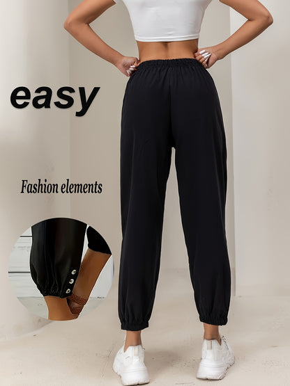 1pc Loose Fitting High Waisted Buttoned Loose Pants with Wide Legs for Both Men And Women, with Pockets for Easy Outings. Casual Pants with Elastic Waistband
