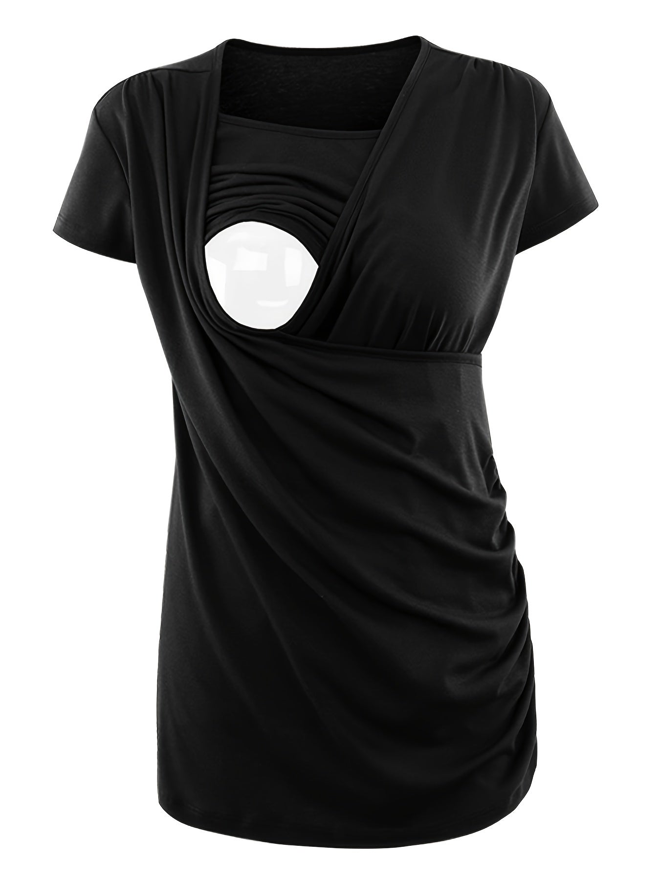 Set of 3 Women'S Short Sleeve Maternity Tops with Side Ruching for Breastfeeding