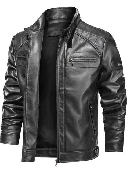 Men's Lightweight Faux Leather Zip-Up Jacket