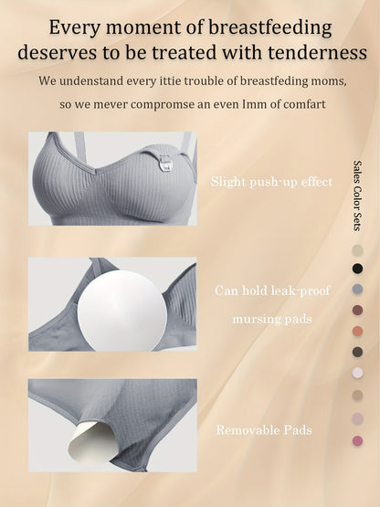 4pcs Sleep And Sports Dual Use Convenient Breastfeeding Anti Leakage Abdomen Control One Piece Seamless Fabric Suitable For Night Nursing Daily Sports