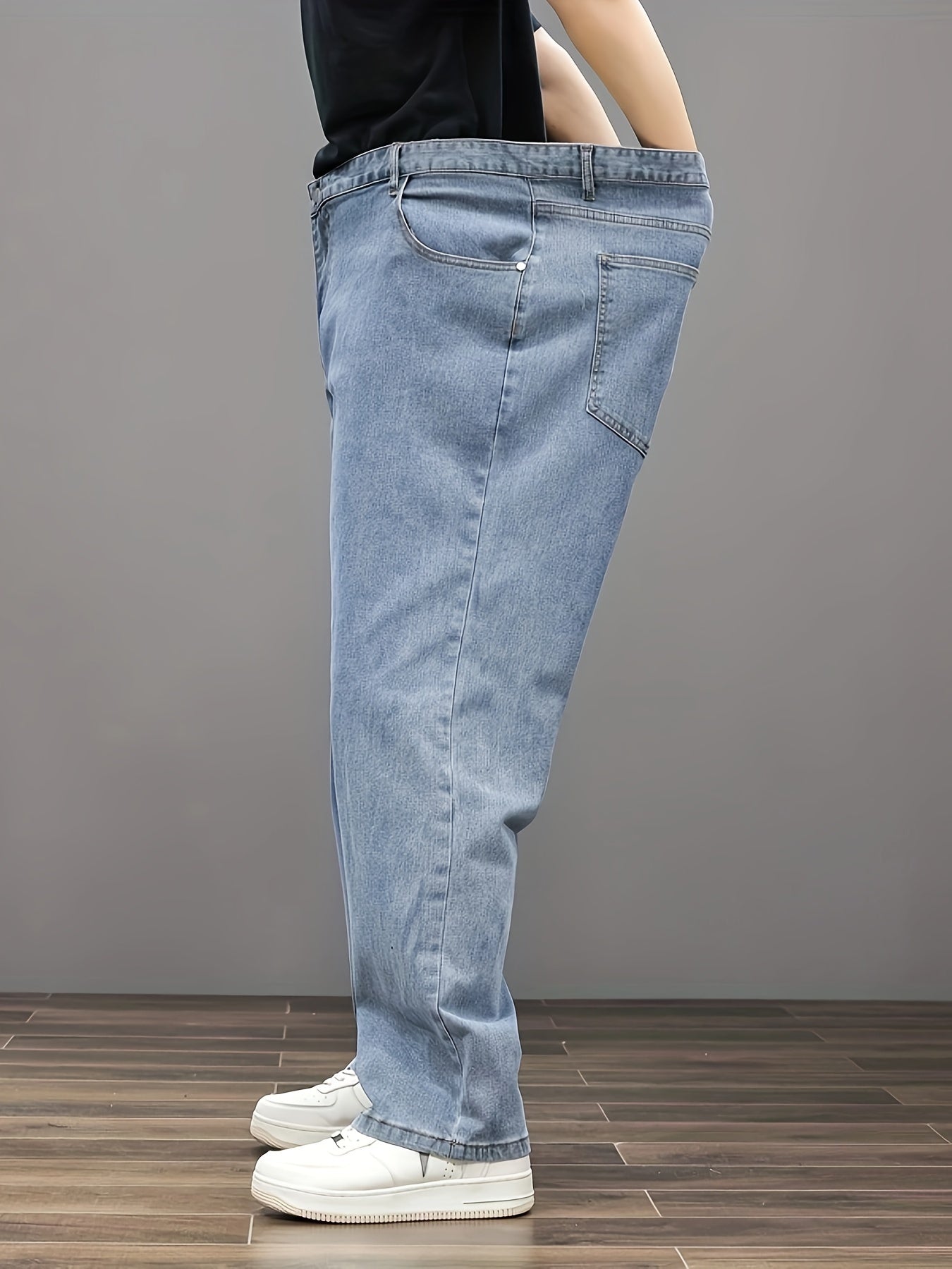 Plus Size Men's Soft & Comfy Jeans - Casual Loose Fit Denim Pants with Pockets, Stretch Rayon Blend for Fall/Winter, PLUS SIZE