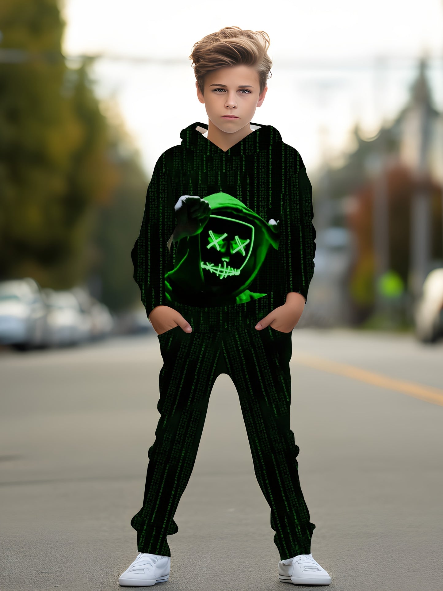 Random Sent .Boys 3D Print Hoodie Set Hoodie Pant Pocket Set, for Outdoor