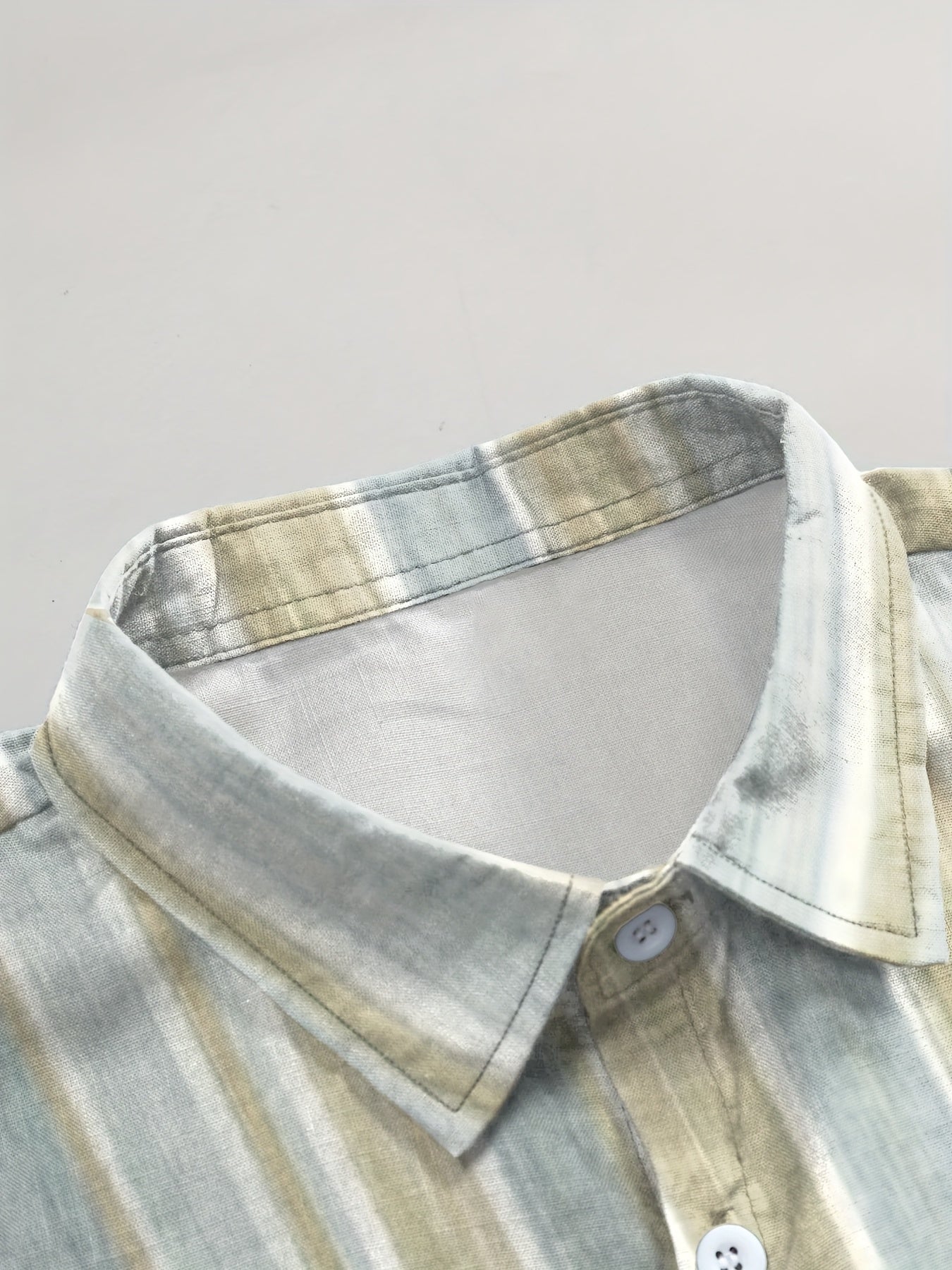1pc Men'S Casual Striped Short Sleeve Shirt - Polyester 95%, Spandex 5% Blend, Summer Lapel Collar, Woven Fabric, Regular Fit with Button Details, Plus Size