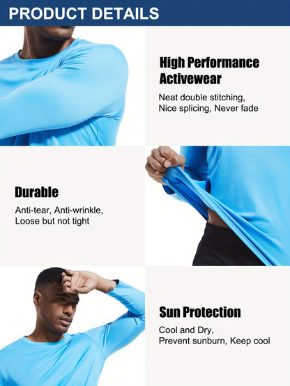 Men's Performance T-Shirt - Crew Neck Long Sleeve Streetwear Style