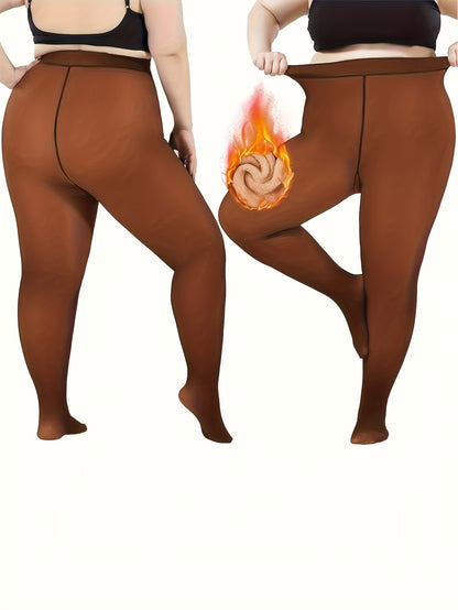 1pc Women's Winter Plus Size Warm Pantyhose - Autumn And Winter Fleece-lined Leggings, Soft Stretch, High-waisted Design, Translucent Slim-fit Tights - For Women - Suitable for Fall & Winter - Perfect Gift for Fashionable Ladies