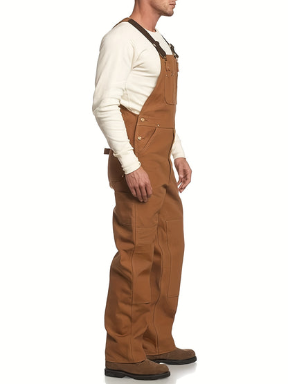 Men'S Brown Oxford Overalls - Multi-Pocket Workwear with Adjustable Straps And Waist, Durable for Farm/Ranch, Motorcycle And Outdoor - Perfect Birthday And Father'S Day Gift