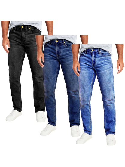 3-Pack Men's Flex Stretch Slim Straight Jeans