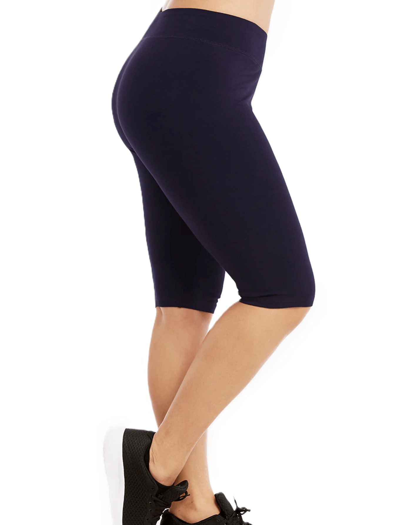 LADIES PLUS SIZE COTTON LEGGING SHORTS 21 INCH OUTSEAM, KNEE LENGTH