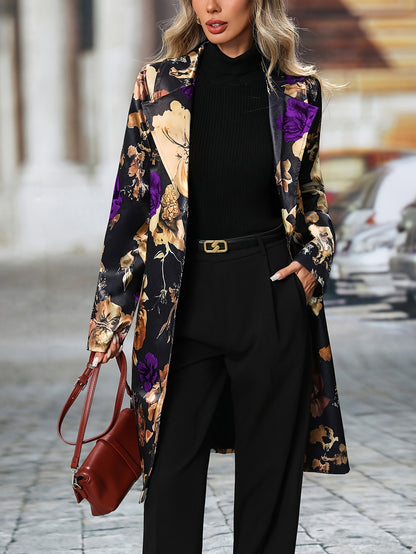 Long-sleeved Floral Pattern Single-breasted Suit Jacket