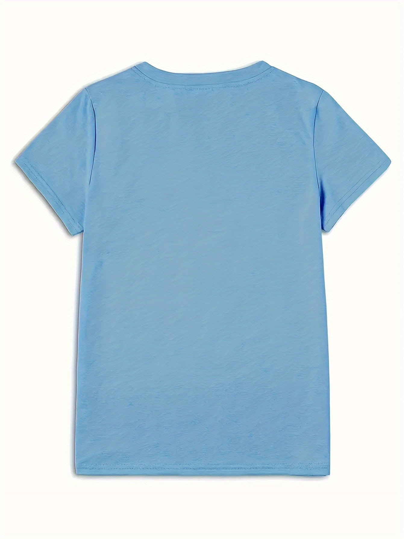 Women'S Light Blue Bear Print T-Shirt-Short Sleeve Round Neck Casual Top with HUSTLE Slogan And Dollar Sign Design, Machine Washable for All Seasons, Comfortable Fit, Featuring a Playful Bear Holding a Heart And Dollar Signs, Medium Stretch Fabric, And Ve