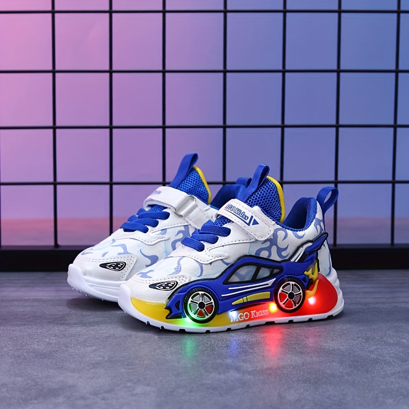 MGO Kids' Spring And Autumn New Cars, Boys' Flashing Shoes, Sports Shoes, Cartoon Lighting Shoes, And Boys' Luminous Running Shoes, 1-3- LED Lighting Shoes, Thin Boys' Shoes And Sports Shoes