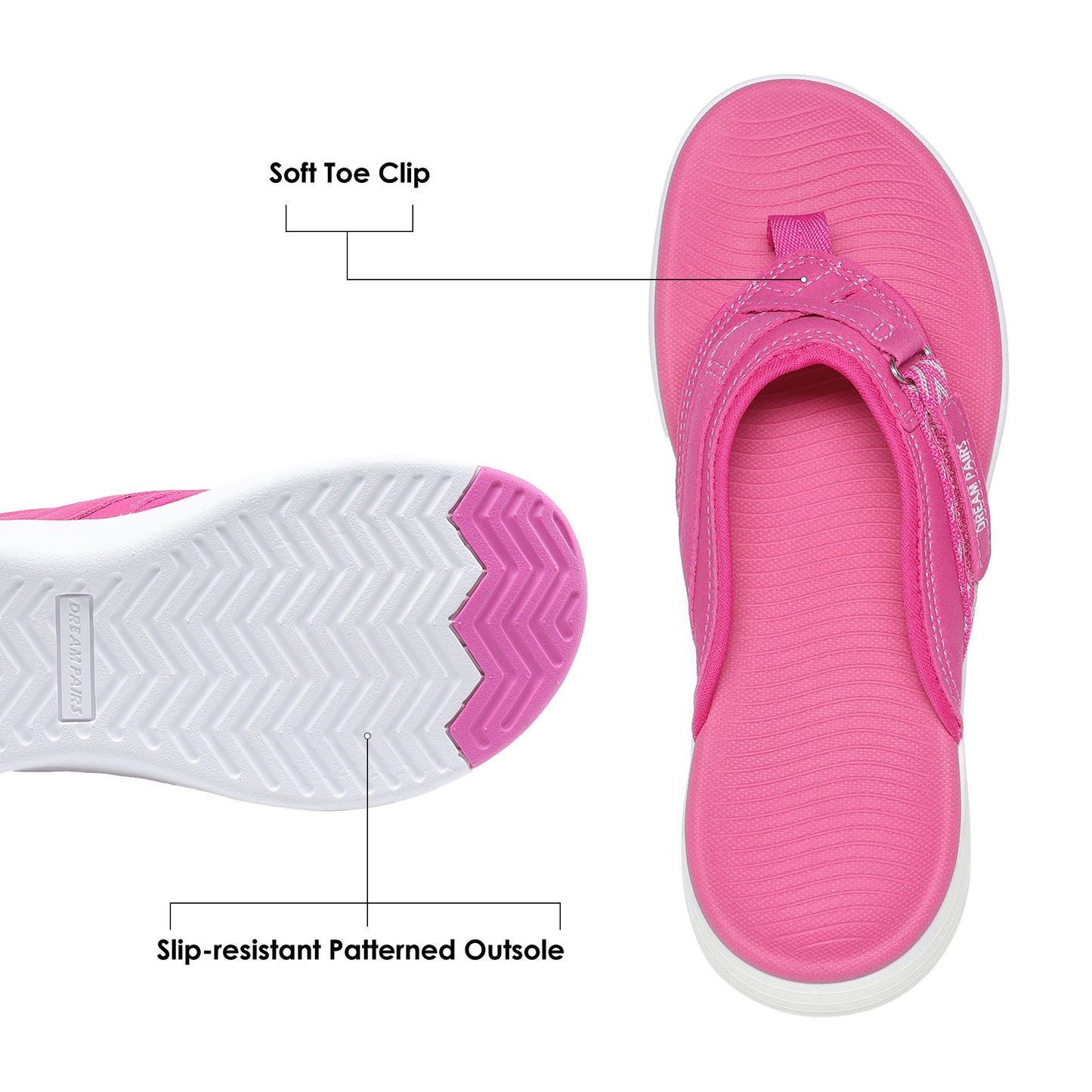 Women's Flip Flops Comfortable Thong Sandals Classic Casual Lightweight Sandals Summer Sandals Comfortable Summer Beach Walking Thong Cushion Sandals Slip On Indoor Outdoor
