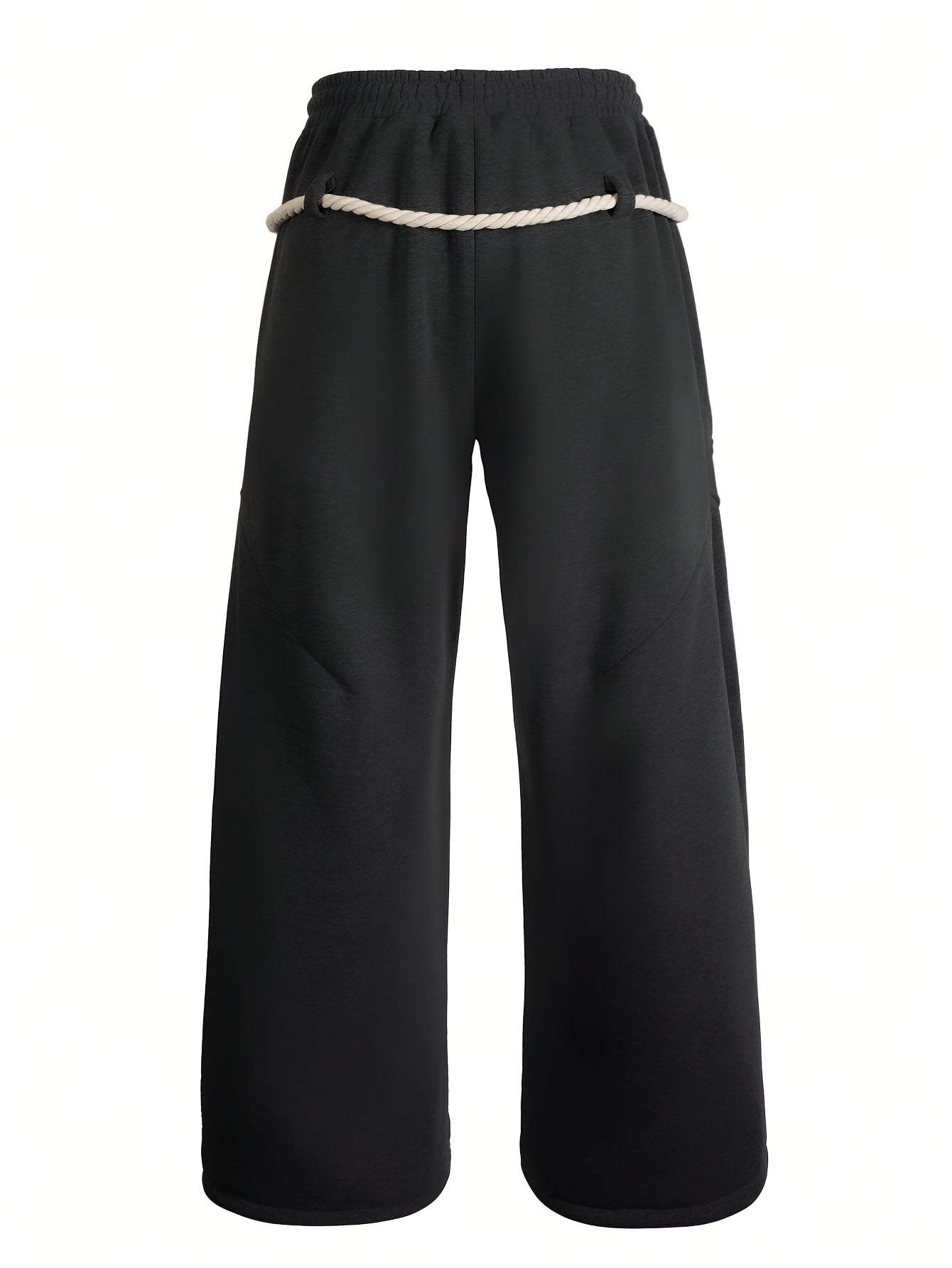 Men's Baggy Wide Leg Sweatpants with Drawstring Elastic Waist Casual Loose Fit Blend Track Pants with Pockets