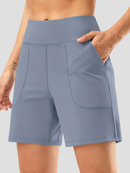 Women'S High-Waist Quick-Dry Yoga Shorts with Pockets | Stretchy Nylon | Quick-Dry, Breathable, Stretchy | Yoga, Running And Fitness | Women