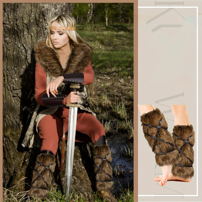 1 Pair Viking Faux Leggings, Boot Cover Leg Warmers, Halloween Costume Additions, Medieval LARP Renaissance Cosplay Props, Ideal Choice for Gifts
