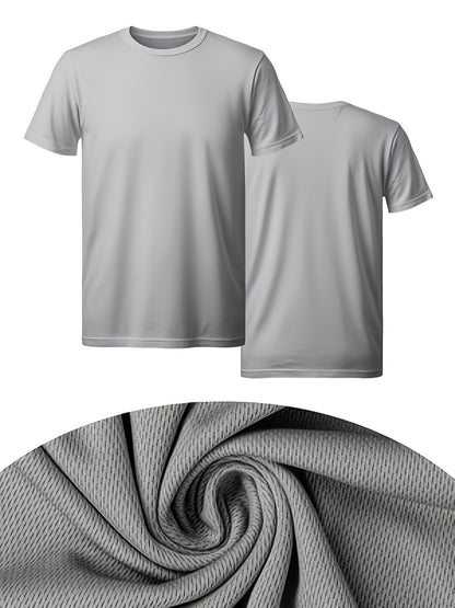 10pcs Men'S Quick Dry Breathable 100 Polyester Workout T Shirts Solid Color Crew - product view 3