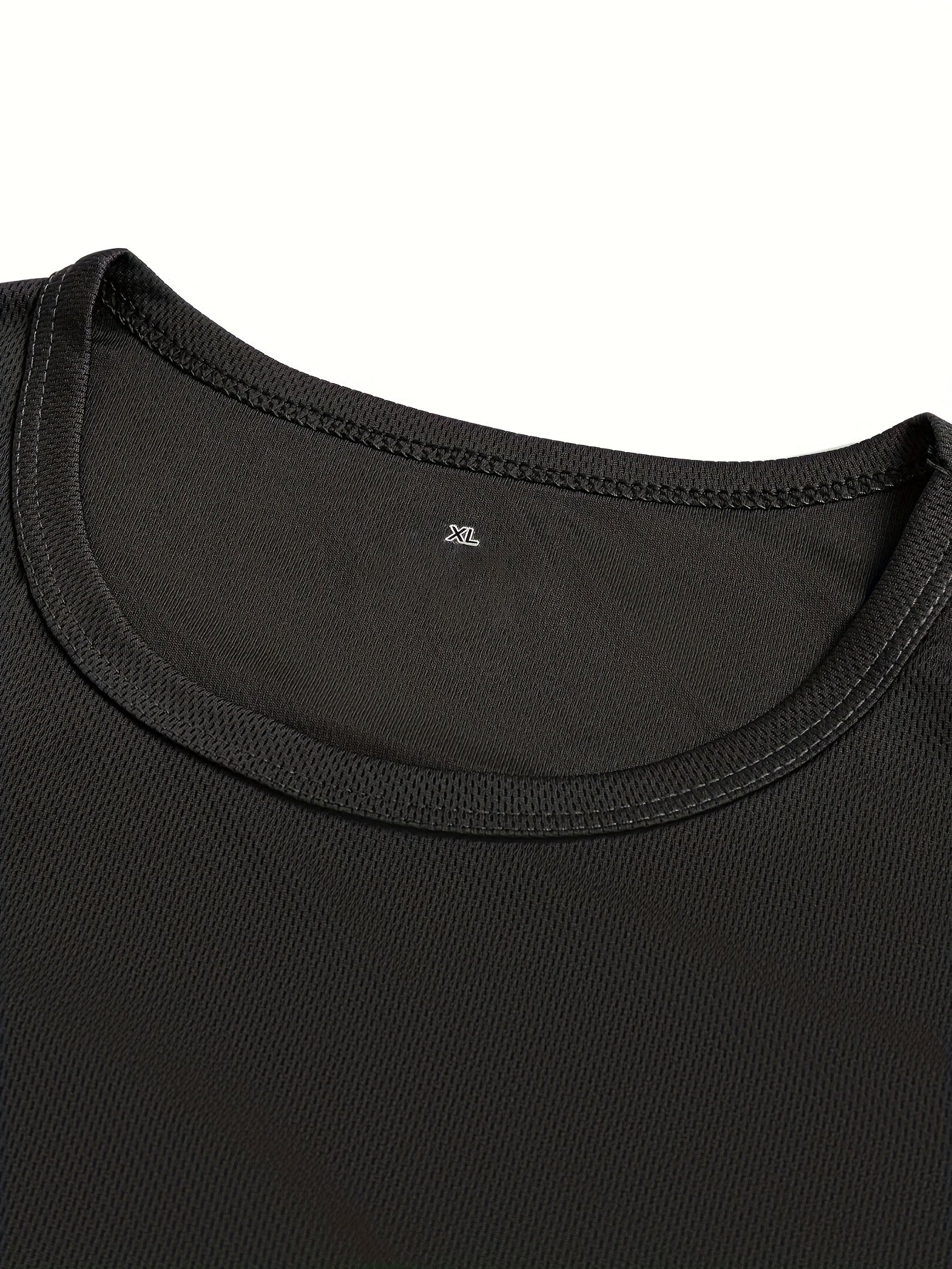 5pcs Men's Quick-Dry T-Shirts - Breathable & Moisture-Wicking Polyester, Crew Neck Sports Tees for Gym, Running & Casual Wear.