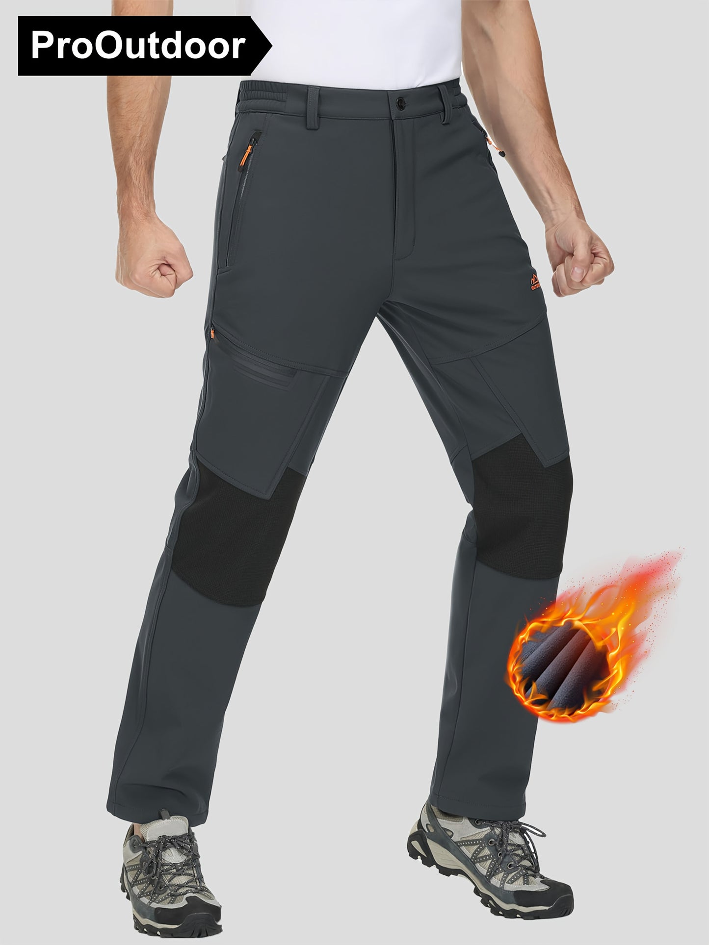 Men's Winter Fleece Pants Outdoor Softshell Pants Thickened Warm Lined Camping Fishing Trekking Hiking Pants Casual Trousers
