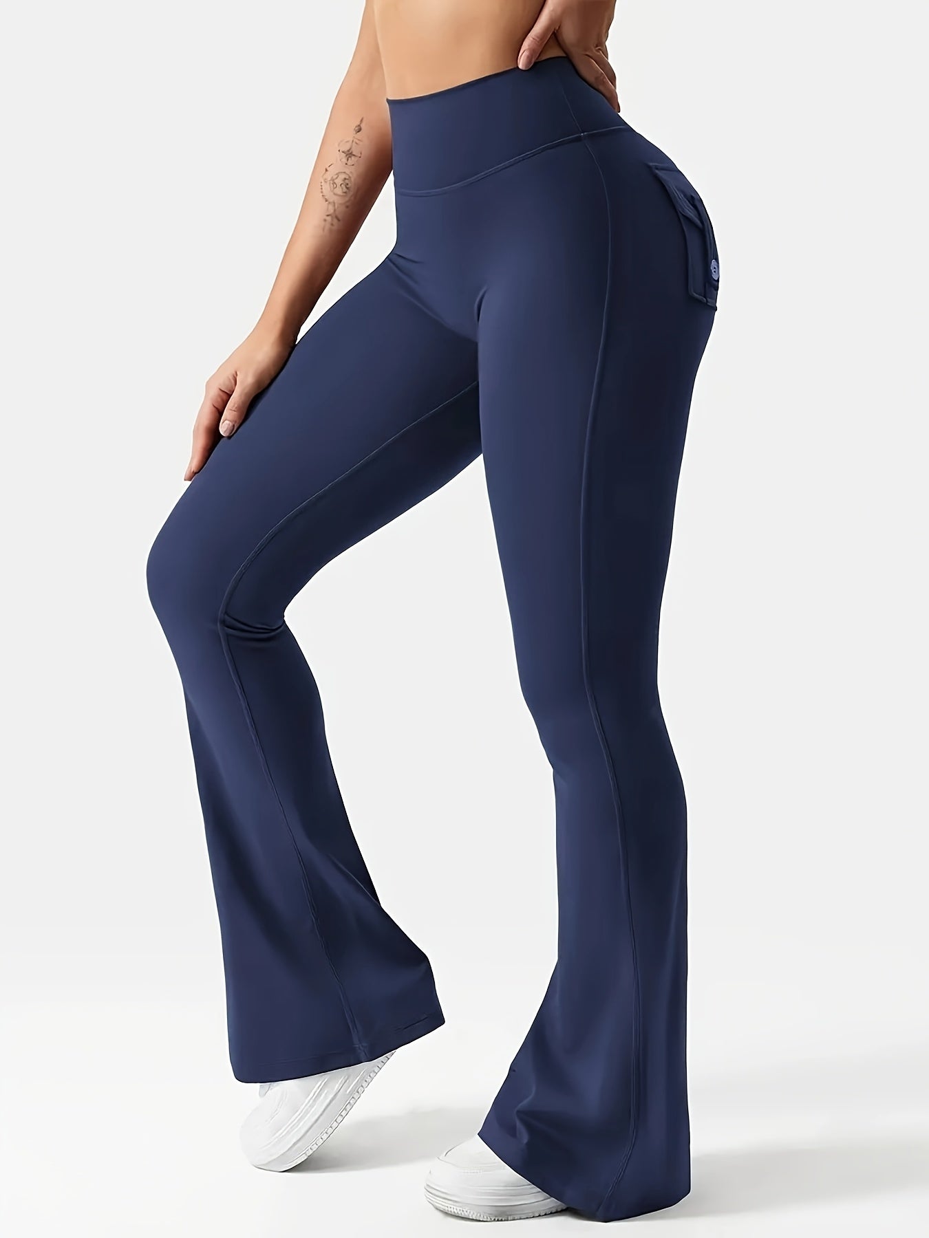 New Women'S Casual Loudspeaker Yoga Pants Training Loudspeaker Pants High Waist Work Clothes Belt Pocket Sportswear