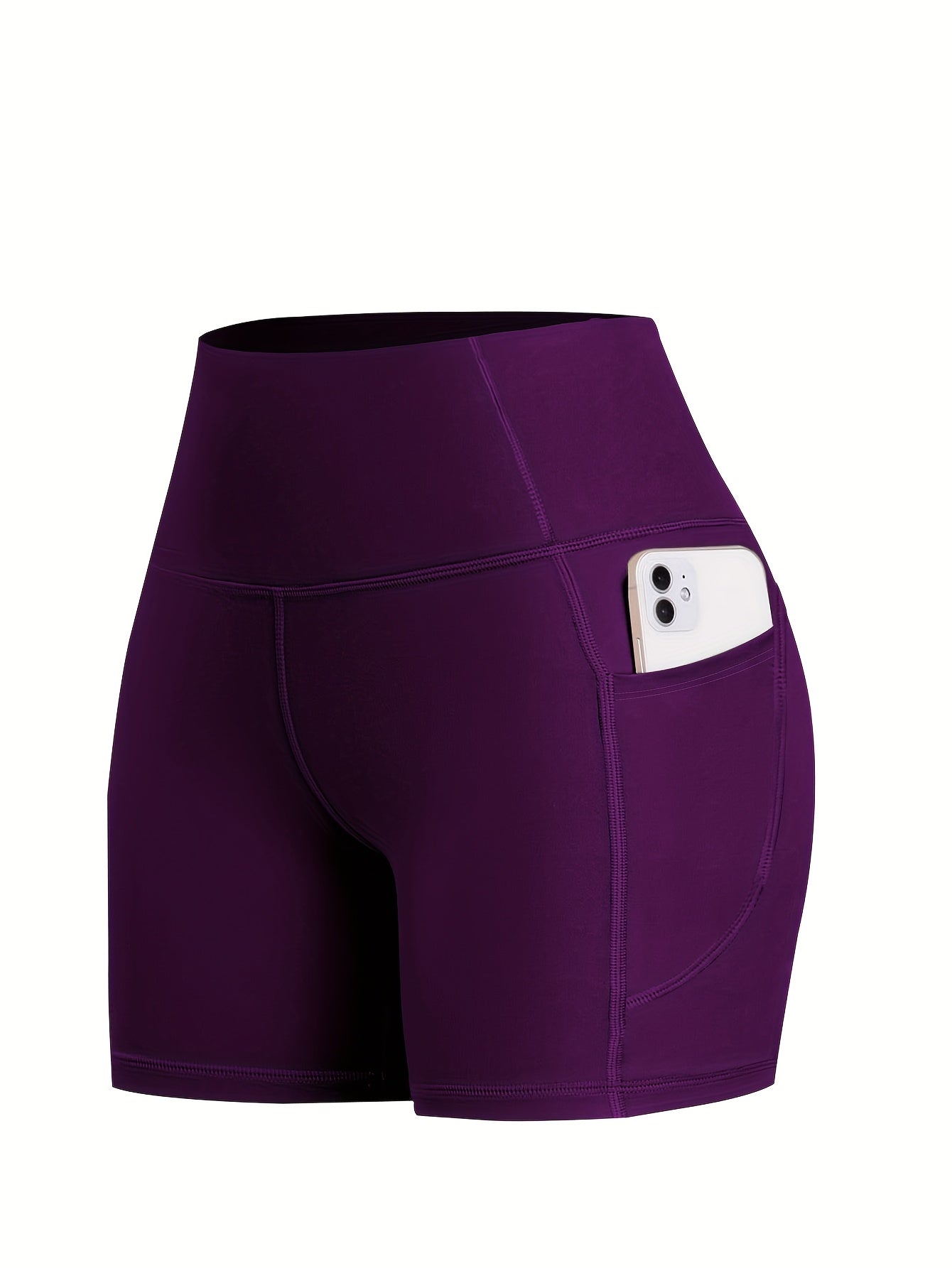 6-pack Plus Size Women'S Sports Shorts High Waist Hip Lifting Yoga Shorts With Pocket Three-quarter Pants Gym Running Exercise Fitness Shorts