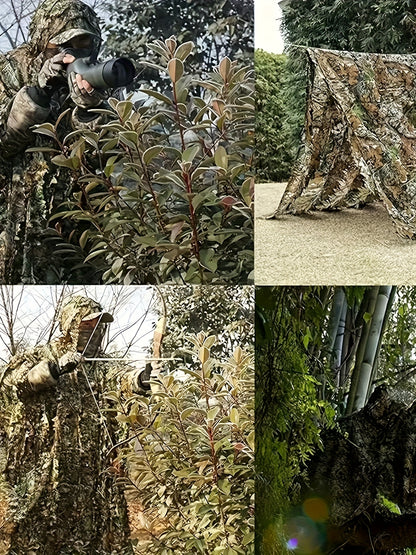 3D Maple Leaf Camouflage Suit, Survival Game, Net Hood, One Size Fits All Combat Costume, Camouflage Outfit, Very Suitable for Bird Watching, Hunting, Outdoor Activities, Lurking Games And Other Activities, S-XL Applicable