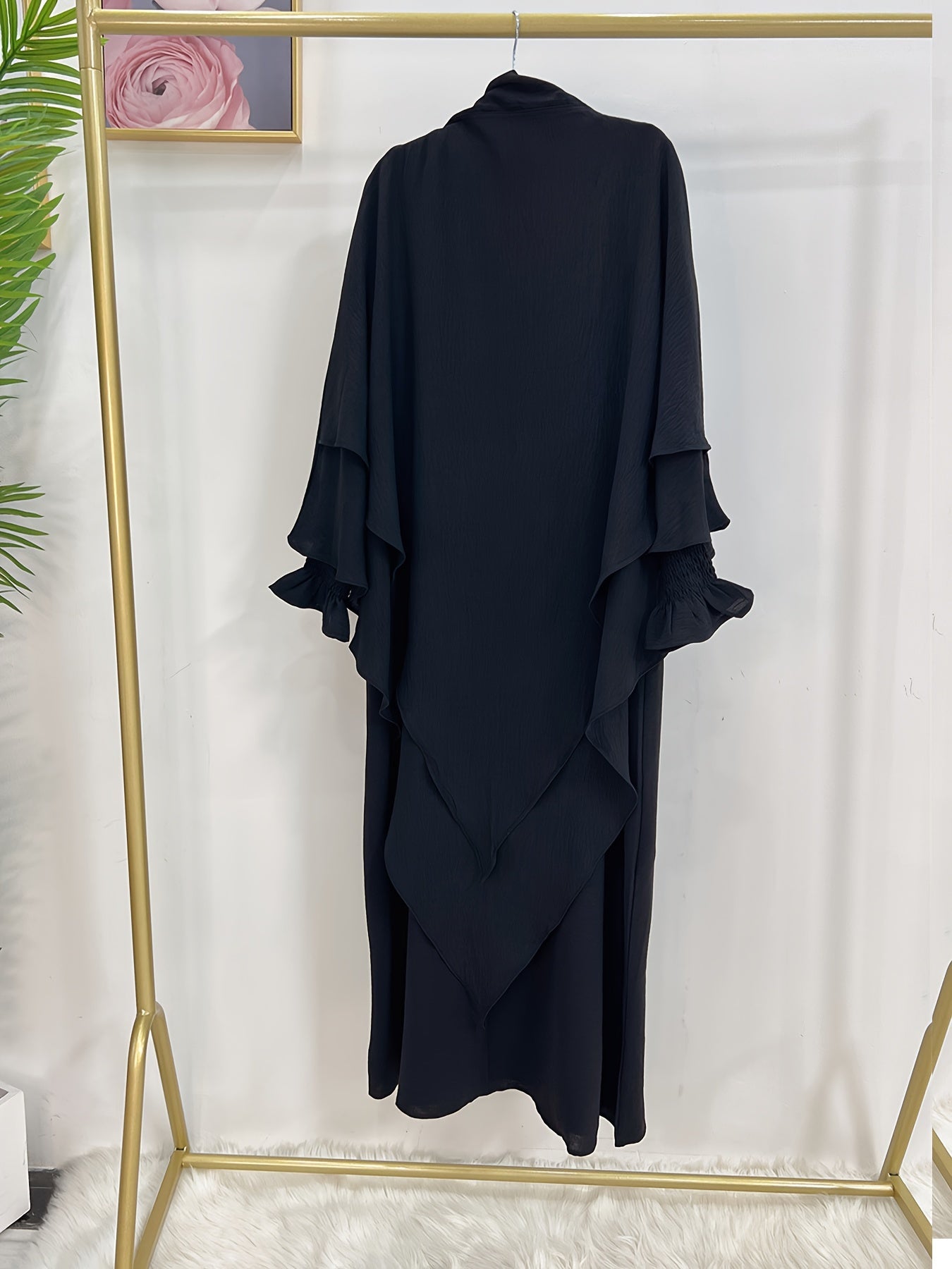 Khimar+abaya 2pcs Set Umrah Rida Set Player Abaya Set with Pockets