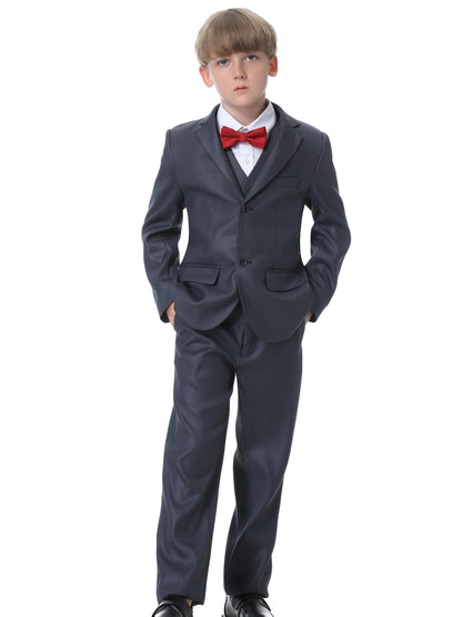 NIMBLE Boys Formal Suit Set Jacket Vest Trousers 3pcs 3-13Y Children Party Clothes Host Wedding Available In Four Colors Blue Black Khaki Navy Blue