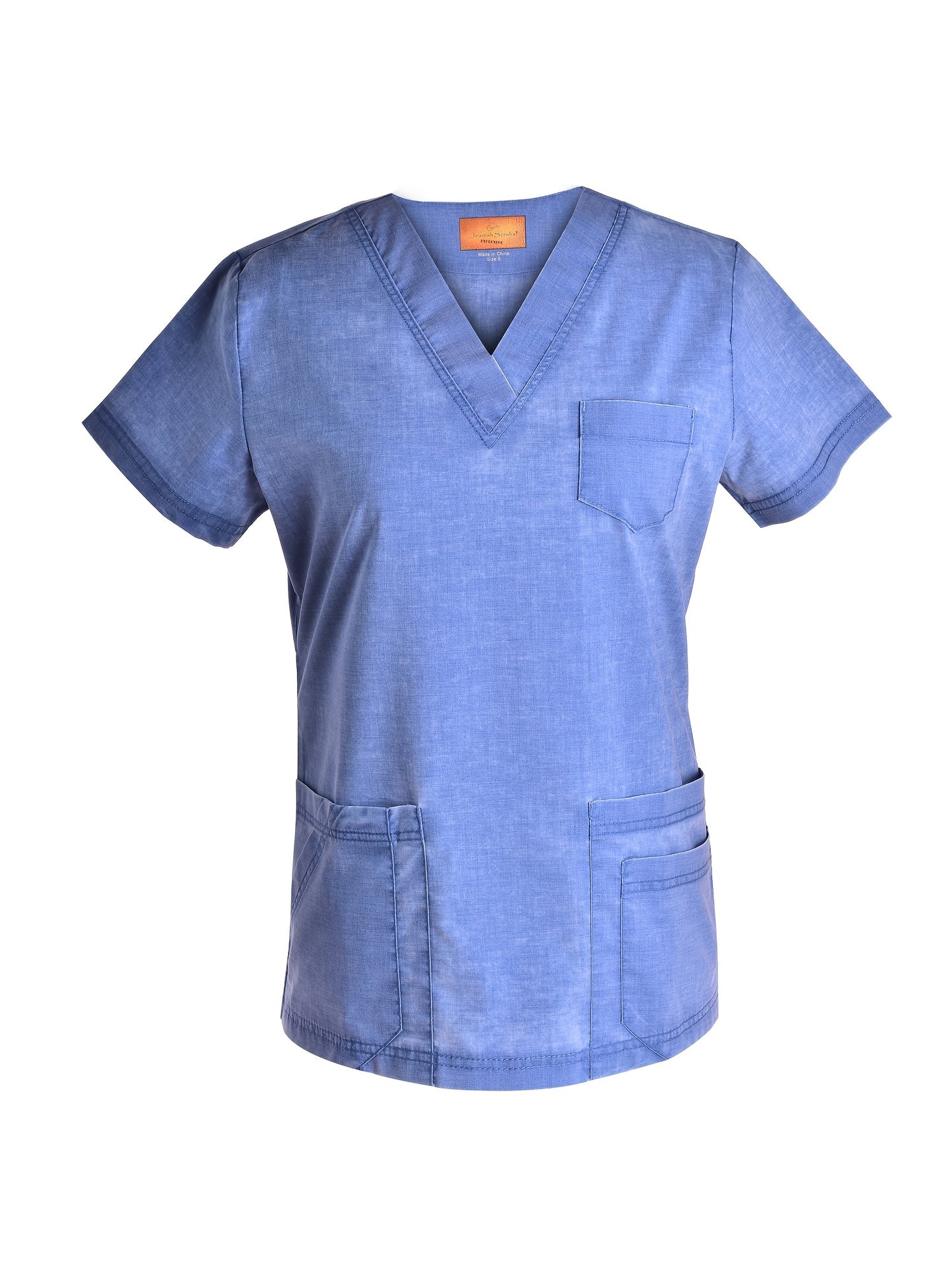 [Functional Two-Piece Set] Functional Two-Piece Set - Patched Pockets V-Neck Top & Drawstring Pants Unisex Outfits for Nurse