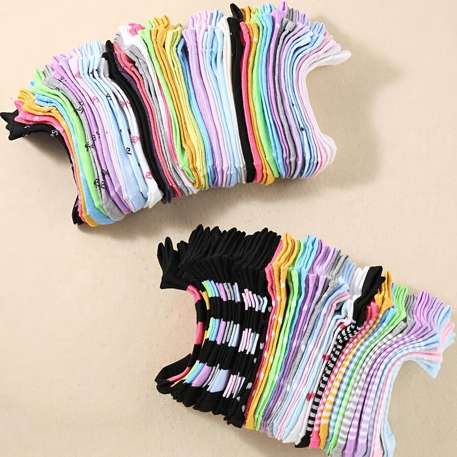 Socks with Random Color Patterns, 40 (20 Pairs) Colorful Candy Socks, Casual Socks, Ladies Socks
