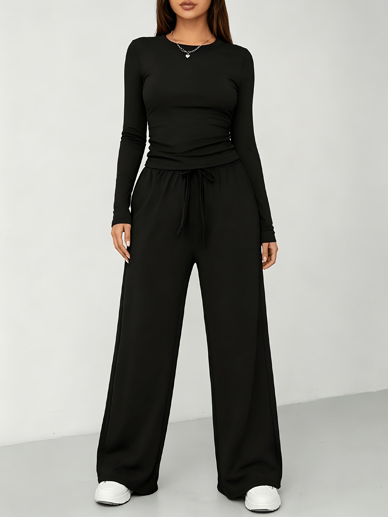 2026 [Elegant Direction]Relaxed And Sophisticated Fashion Casual Outfit, Pants + Fitted Long Sleeves
