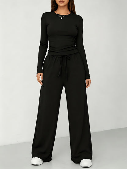 2026 [Elegant Direction]Relaxed And Sophisticated Fashion Casual Outfit, Pants + Fitted Long Sleeves